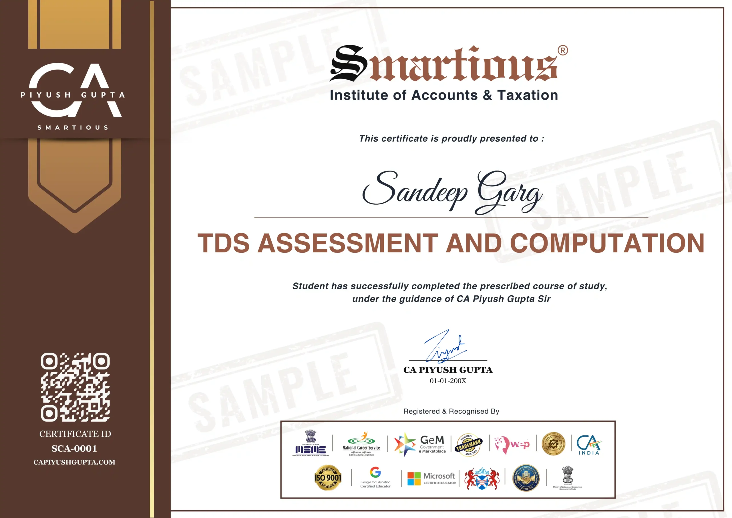 TDS Practical Course Certificate Sample